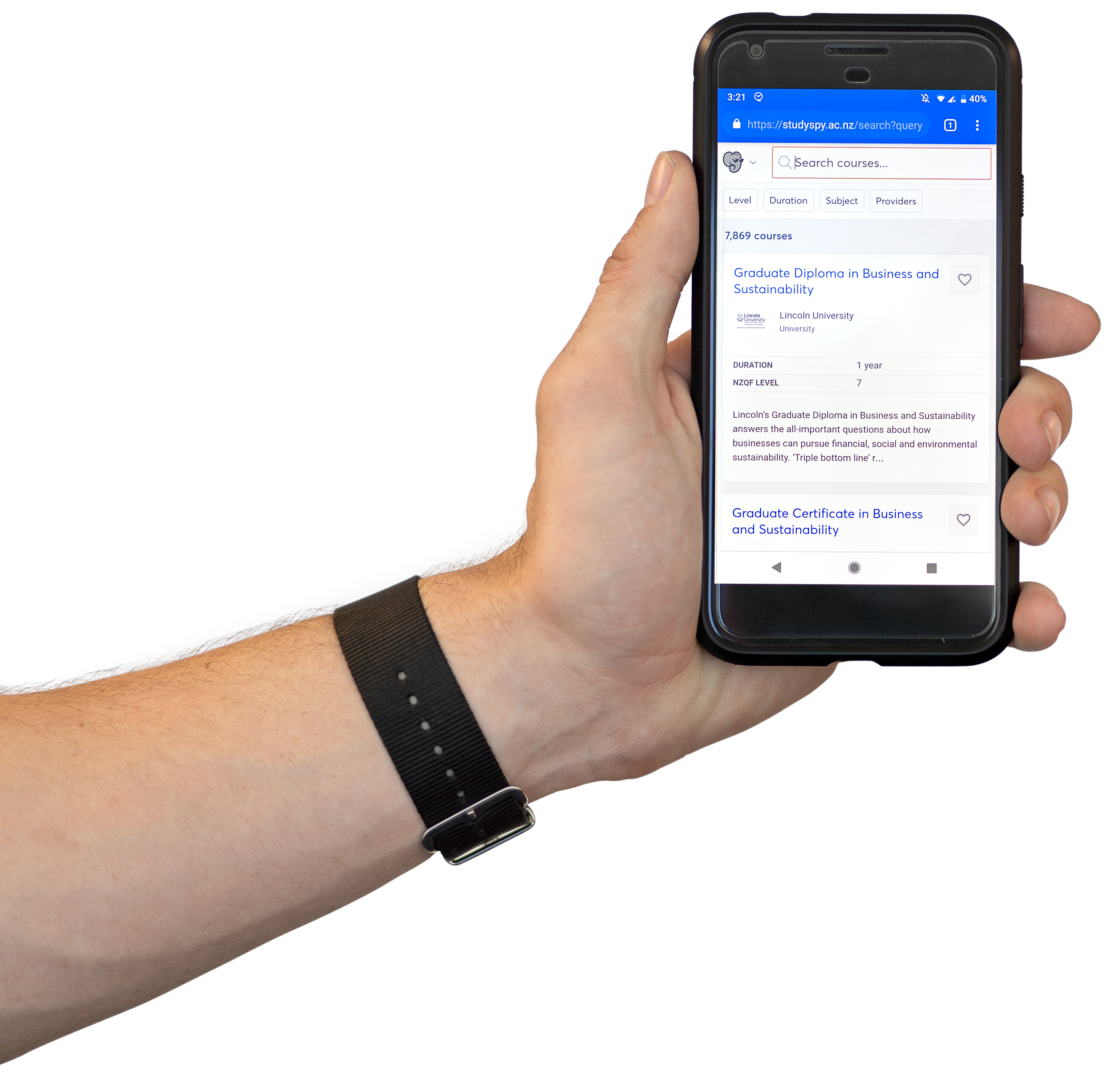 StudySpy mobile app in hand